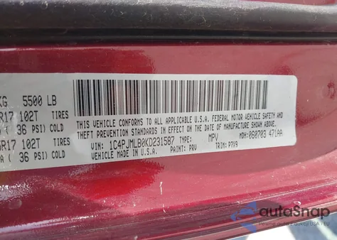 2019 Jeep Cherokee Latitude Plus 4X4 z USA, uszkodzony, nr VIN 1C4PJMLB0KD231587